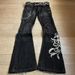 Gothic Retro Double Waist Tie Flared Jeans For Women Y2K Street Washed Distressed Ripped Design Trousers_ecoleips.com