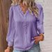 2026 Spring And Autumn Long Sleeve V-Neck Lace Stitched Shirts Women's Shirts Women's Tops Wholesale_ecoleips.com