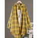 Plaid Cotton And Linen Shirt Women's Long Sleeve Hot Sale Casual Foreign Style Mid-Length Fashion Loose Shirt Jacket_ecoleips.com