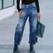 Women's Clothing New Models Women's Washed Denim Trousers Simple Fashion Casual Daily_ecoleips.com