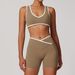 Women's Wide Strap Sports Bra Shockproof Contrast Color One Piece Yoga Fitness Wear_ecoleips.com