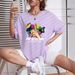 Women's Casual Loose T-Shirt round Neck Short Sleeve Butterfly Lip Print Simple Sports Top European American Style Summer_ecoleips.com