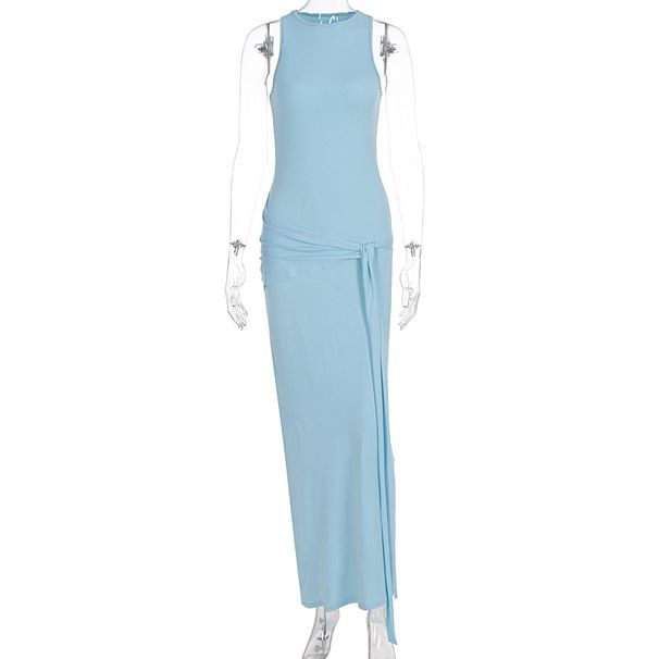 Women's Solid Color Crew Neck Slim Fit Long Dress Elegant Casual Formal Daily Wear Bodycon Maxi Dress For Ladies Fashion Apparel_ecoleips.com