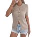 2026 Spring/Summer European And American Casual Hollowed-Out Twist Button Short-Sleeve Knit Top, Independent_ecoleips.com