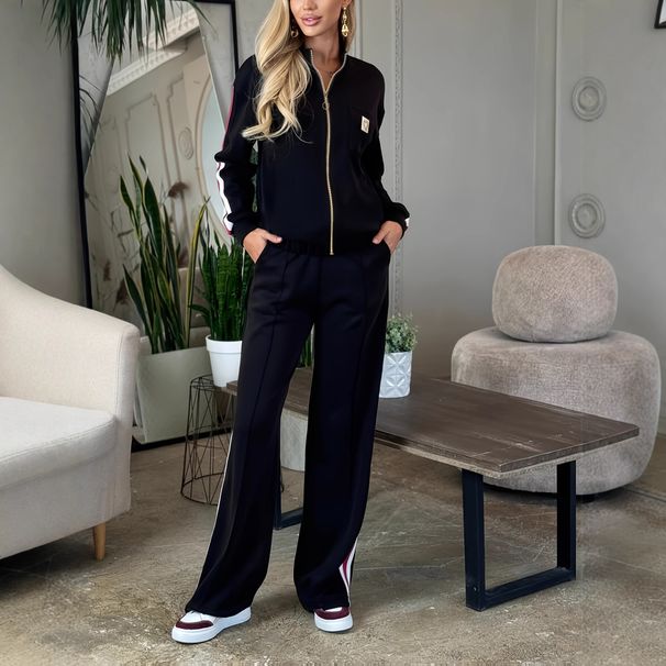 Women's Slim Fit High Waisted Two Piece Set Zipper Jacket Fashionable Fall Winter 2014 2015 Bestselling Amazon Pant Suit_ecoleips.com