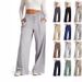Women's Clothing Solid Color Casual Wide Leg Drawstring Elastic Waist Sweatpants_ecoleips.com