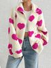 Women's Plush Heart-Print Zip-Up Hoodie – Cozy Oversized Fleece Jacket For Fall & Winter (Red, Khaki, Black, Rose Pink)_ecoleips.com