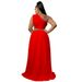 Women's Large Size Two Piece Suit Solid Color Oblique Shoulder Sexy Hip Wrapped Split European American Style_ecoleips.com