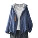 New Spring And Autumn Hooded Printed Drawstring Artistic Casual Loose Top For Women, Cotton Gauze Shirt, Thin Jacket_ecoleips.com