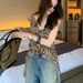 Trendy Leopard Print Irregular Neckline Tank For Women Summer New Design Loose Stylish Top_ecoleips.com