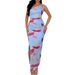 Women's Casual Printed Split Dress – Flowy Summer Dress In Apricot/Violets/Azure, S-XL_ecoleips.com