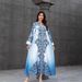 Women's Clothing Fashion Printed V Neck Loose Dress Female Beaded Hot Diamond Robe_ecoleips.com
