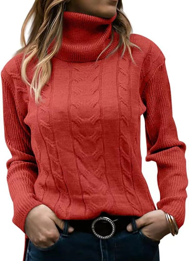 "Classic Turtleneck Sweater – Women's Retro Long-Sleeve Knit In Solid Colors"_ecoleips.com
