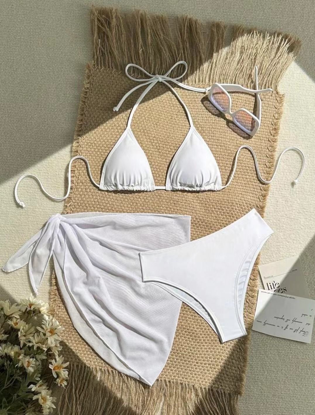 Women's Clothing New Sexy Split Swimsuit Swimsuit Women's Three Piece Suit Solid Color Bikini_ecoleips.com