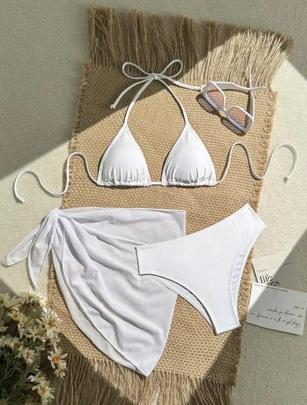 Women's Clothing New Sexy Split Swimsuit Swimsuit Women's Three Piece Suit Solid Color Bikini_ecoleips.com