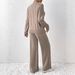 Relaxed Fit Knit Turtleneck Sweater & Elastic Waist Wide Leg Pants Set – Cozy Autumn Winter Loungewear For Women_ecoleips.com
