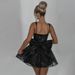 Women's Clothing New Sexy Trend Mesh Splicing Short Skirt One Shoulder Tube Top Backless Dress_ecoleips.com