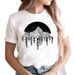 Cross-border Fashion Women's Clothing White Round-neck Plus-size Geometric Pattern Summer T-shirt_ecoleips.com