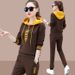 Women's plus Size Casual Two-Piece Set Korean Style Outfit Loose Fit Printed Sweatshirt And Pants Spring Autumn_ecoleips.com
