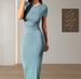 Women's Clothing Spring And Summer Foreign Trade Solid Color Temperament Slim Short Sleeved Dress_ecoleips.com