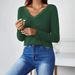 Voya Women's New Loose Casual V-neck Patchwork Lace T-shirt Long Sleeved Fashionable Top_ecoleips.com