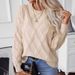 Women's Clothing Women's Knit Sweater Fall Winter Fashion Loose Fit Round Neck Pullover Cable Knit Pattern Acrylic Soft Comfortable Casual Elegant_ecoleips.com