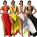 Women's Clothing Deep V High Slit Dress Summer Sexy Dinner Dress_ecoleips.com