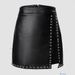 Fashion Women's Skirt Nightclub Outing Beaded Mini PU Leather Hip Wrapped Slim Zipper Sexy Short Skirt_ecoleips.com