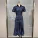 2026 European And American Women's Clothing, Striped High-waisted Shirt Dress, Waist-cinching, Slimming, Short-sleeved,_ecoleips.com