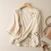 Cotton And Linen Artistic And Retro Five-Sleeved Short-Sleeved Top, Exquisite Embroidered T-Shirt And Mini Shirt, Versat_ecoleips.com