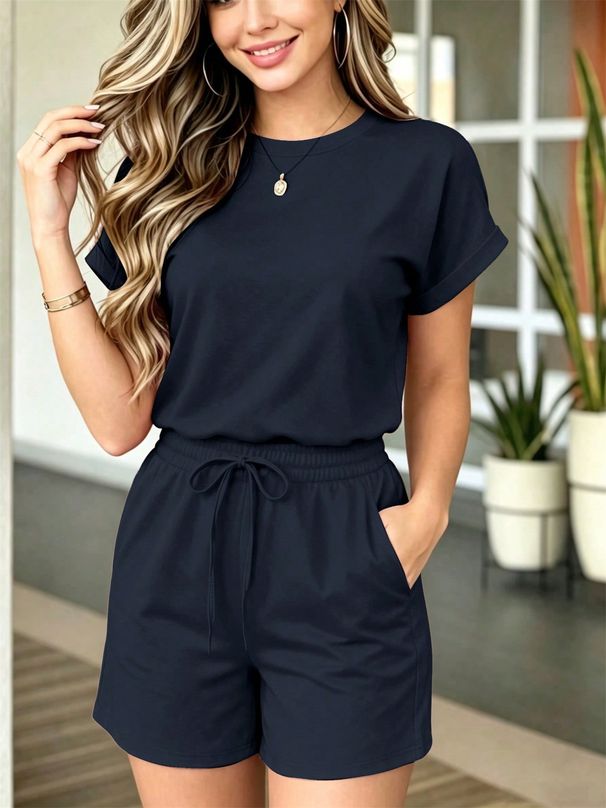 Goods Spring/summer New Short Sleeved Two Piece Set For Women, Fashion Trendy Casual Two Piece Set_ecoleips.com
