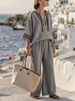 Women's Casual Hooded Pullover Top 3/4 Sleeve Solid Multi Color Long Sleeve Pants Set For Spring Autumn_ecoleips.com
