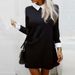 Women's Clothing New Solid Color Splicing Temperament Long Sleeved Dress Female_ecoleips.com