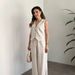 Breathable Linen Cotton Sleeveless Vest & Pants Set - Casual Summer Outfit For Women_ecoleips.com