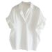 Women's Clothing Retro Style Women's Short Sleeve Shirt Summer Fashion Loose Batwing Sleeve Collar Top All Match White_ecoleips.com