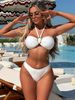 Sexy Strapless Solid Color Swimsuit European And American Style Metal Accessory Hollowed Out Bikini Women's G192RX_ecoleips.com