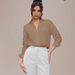 Women's Clothing Fashionable Design Women's Lapel Jumpsuit Slim Fit Mid Sleeve Shirt Top For Formal & Casual For Women_ecoleips.com