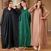 Women's Clothing Elegant Loose Bat Sleeve Beaded Cardigan Dress Long Skirt_ecoleips.com
