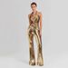 Sequin Halter Jumpsuit – Backless Wrap Design With High Waist & Wide Leg (XS-L, Stretch Polyester-Spandex, Day-to-Night Glam)_ecoleips.com