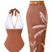 European And American Style Slimming Cross-Over One Piece Swimsuit High-End Beach Set Wrap Skirt in Stock for Women_ecoleips.com