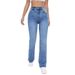 Women's Clothing High Waist Women's Straight Light Blue Jeans Slim Fit Versatile_ecoleips.com