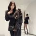 girl Girl Manxuan Lace Patchwork Black Sleeve Blazer Suit Autumn Winter Elegant Casual Long Pants Two-Piece Set For Women_ecoleips.com