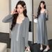Autumn New Korean Fashion Wear Knitted 2-Piece Maternity Dress_ecoleips.com