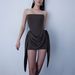 Cross-Border Women's Fashion New Strapless Ribbon Fishbone Waist-Cinching Bodycon Sexy Backless European And American_ecoleips.com