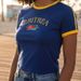 Women's Y2K Cropped Blue T-Shirt Short Sleeve Summer Top for World Cup Streetwear Fashion_ecoleips.com