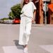 Women's Clothing Women's Solid Color Textured Casual Suit Style Sportswear Loose Short Sleeve Trousers Fashion Set_ecoleips.com
