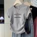 Women's Slimming Crew Neck T-Shirt Korean Style Cartoon Print Ruffled Short Sleeve Summer Top For Instagram_ecoleips.com