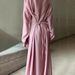 Voya Voya European And American Cross-Border 2025 Spring Elegant Slim-Fit Long-Sleeve Tie-Waist Long Luxurious Silky Dress_ecoleips.com