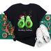 New Merry Christmas Tree Santa Claus Simple Round Neck White Plus Size Short Sleeve Women's T-Shirt_ecoleips.com