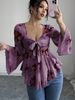 Women's Long Sleeve Shirt French Sweet Floral Tie Dye Square Neck Top Design European And American Style_ecoleips.com